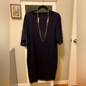 COS Dark Navy Short Sleeve Dress with silky edging